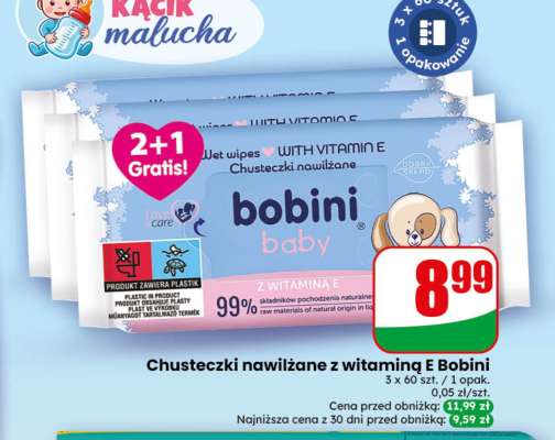 Chusteczki nawilżane z witaminą E Bobini