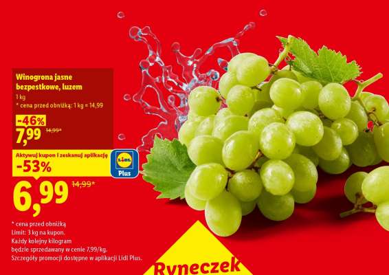 Winogrona jasne bezpestkowe, luzem