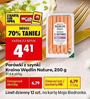 Parówki z szynki Kraina Wedlin Nature 250 g
