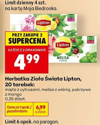 Herbatka Zioła Świata Lipton, 20 torebek
