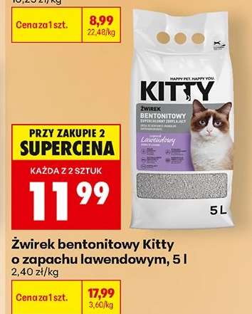 Żwirek bentonitowy Kitty o zapachu lawendowym, 5 l