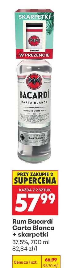 Rum Bacardi Carta Blanca + skarpetki