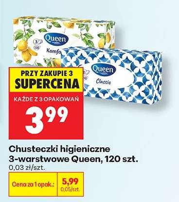 Chusteczki higieniczne 3 warstwowe Queen , 120 szt