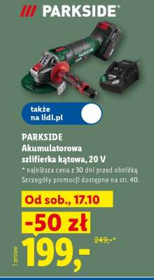 Parkside Akumulatorowa szlifierka kątowa 20 V
