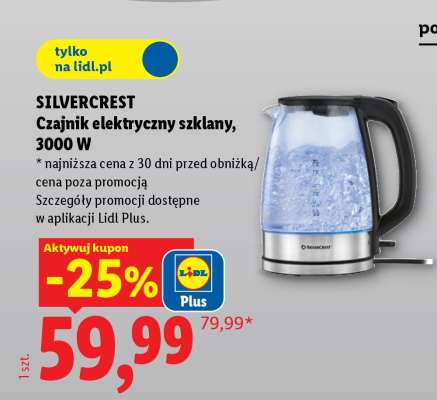 Silvercrest Czajnik elektryczny szklany 3000 W