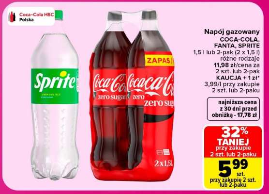 Napój gazowany COCA-COLA, FANTA, SPRITE