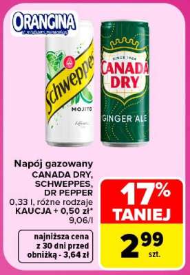 Napój gazowany CANADA DRY, SCHWEPPES, DR PEPPER