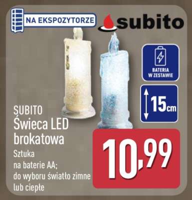SUBITO Świeca LED brokatowa