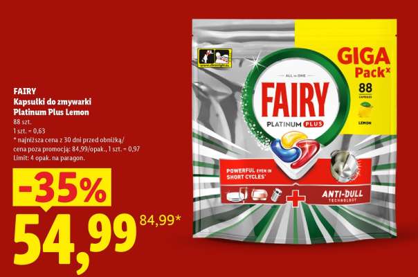 FAIRY Kapsułki do zmywarki Platinum Plus Lemon