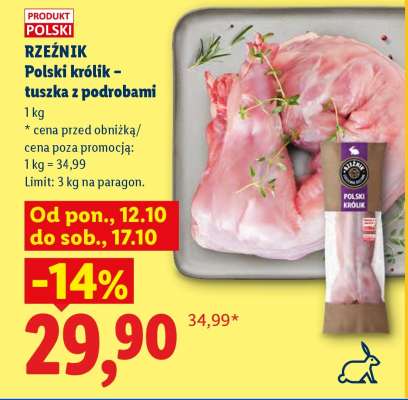 Polski królik tuszka z podrobami