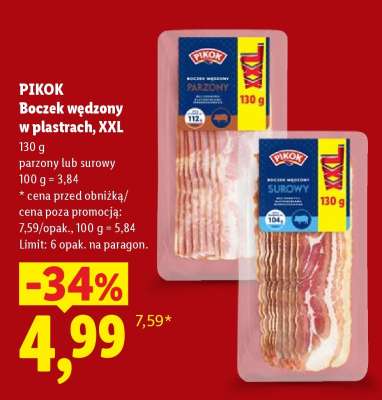 Pikok Boczek wędzony w plastrach, XXL