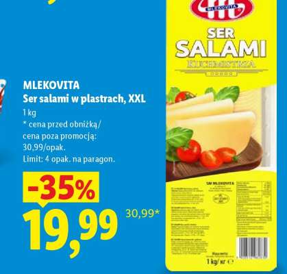 Mlekovita Ser salami w plastrach, XXL