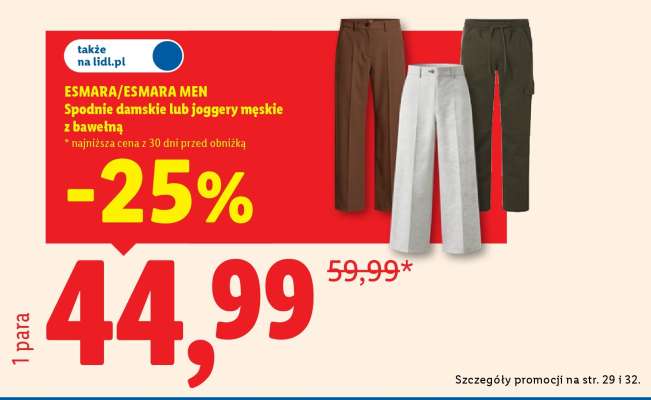 ESMARA/ESMARA MEN Spodnie damskie lub joggery męskie z bawełną