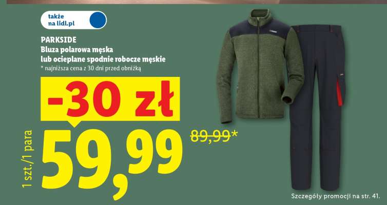 PARKSIDE Bluza polarowa męska lub ocieplane spodnie robocze męskie