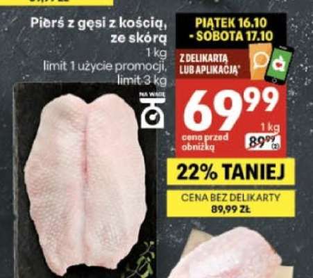 Pierś z gęsi z kością, ze skórą
