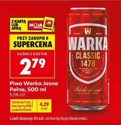 Piwo Warka Jasne Pełne , 500 ml