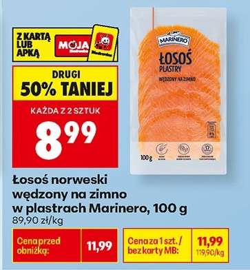 Łosoś norweski wędzony na zimno w plastrach Marinero , 100 g
