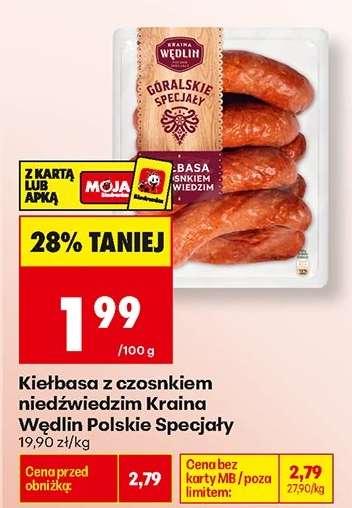 Kiełbasa z czosnkiem niedźwiedzim Kraina Wędlin Polskie Specjały