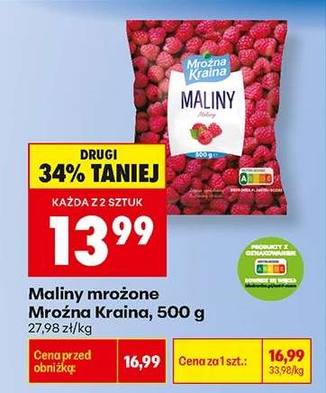 Maliny mrożone Mroźna Kraina, 500 g