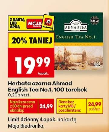 Herbata czarna Ahmad English Tea No.1, 100 torebek