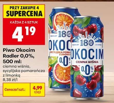 Piwo Okocim Radler 0,0%, 500 ml