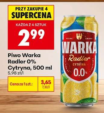 Piwo Warka Radler 0% Cytryna, 500 ml