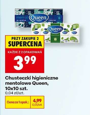 Chusteczki higieniczne mentolowe Queen, 10x10 szt.