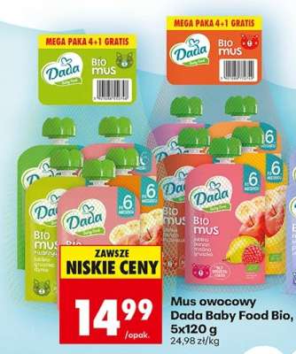 Mus owocowy Dada Baby Food Bio, 5x120 g