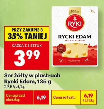 Ser żółty w plastrach Rycki Edam, 135 g