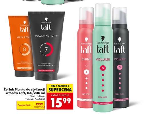 Żel lub Pianka do stylizacji włosów Taft, 150/200 ml