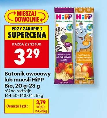 Batonik owocowy lub musli HiPP Bio, 20 g-23 g