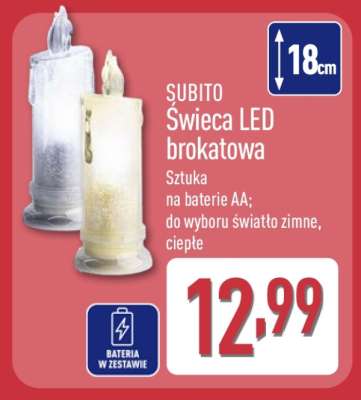 SUBITO Świeca LED brokatowa