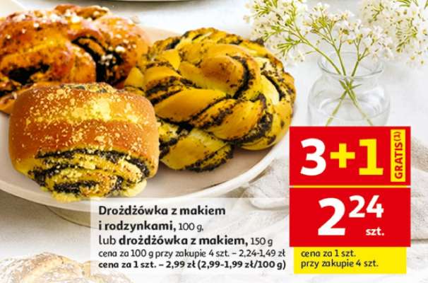 Drożdżówka z makiem i rodzynkami