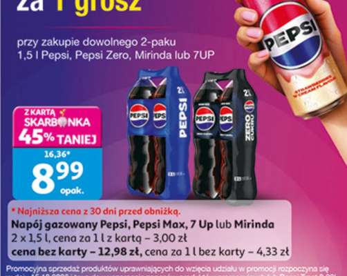 Napój gazowany Pepsi, Pepsi Max, 7 Up lub Mirinda