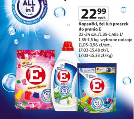 Kapsułki, żel lub proszek do prania E