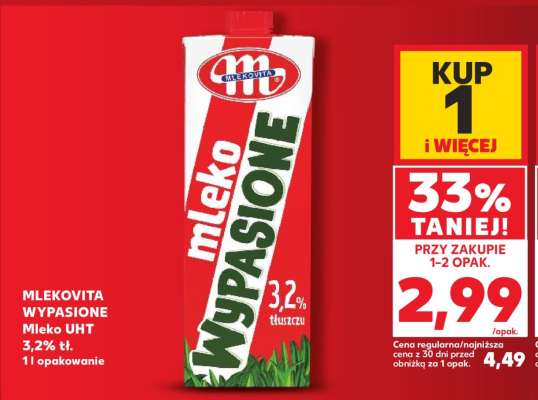 MLEKOVITA WYPASIONE Mleko UHT 3,2% tł. 1l opakowanie