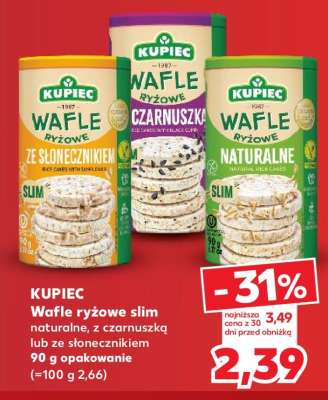 KUPIEC Wafle ryżowe slim naturalne, z czarnuszką lub ze słonecznikiem