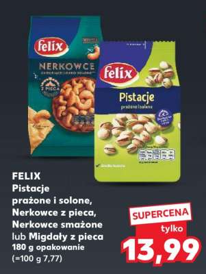 FELIX Pistacje prażone i solone, Nerkowce z pieca, Nerkowce smażone lub Migdały z pieca 180 g opakowanie