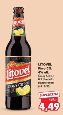 LITOVEL Piwo 0%, 4% alk. Černý Citron 0,5 l butelka bezzwrotna