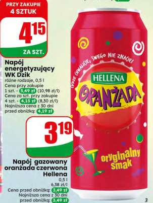 Napój gazowany oranżada czerwona Hellena