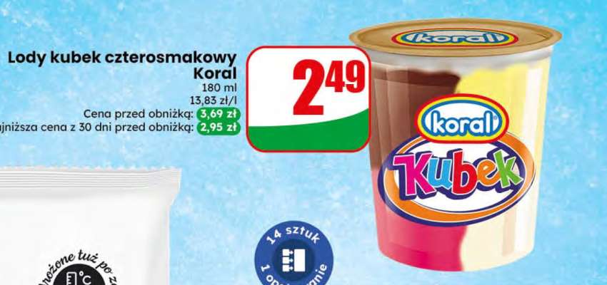 Lody kubek czterosmakowy Koral