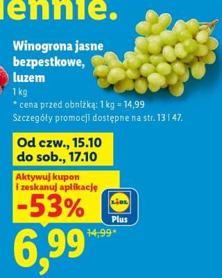 Winogrona jasne bezpestkowe, luzem