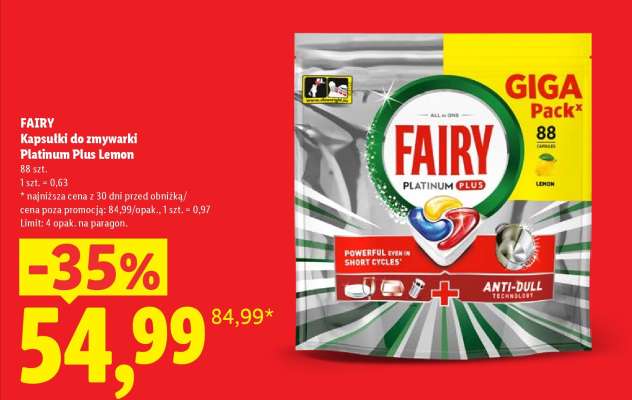 FAIRY Kapsułki do zmywarki Platinum Plus Lemon