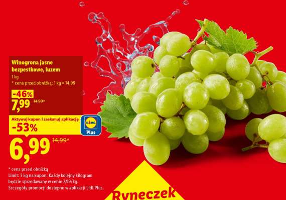 Winogrona jasne bezpestkowe, luzem