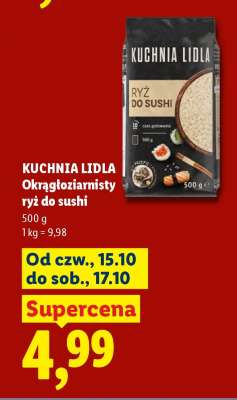 KUCHNIA LIDLA Okrągłoziarnisty ryż do sushi