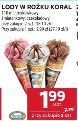 Lody w rożku Koral