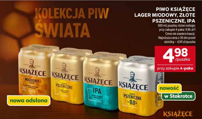 Piwo Książęce Lager Miodowy, Złote Pszeniczne, IPA