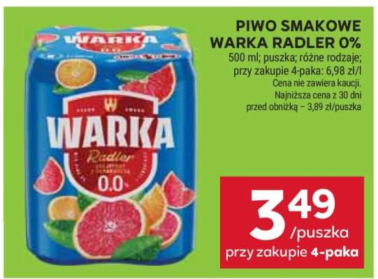 Piwo smakowe Warka Radler 0%