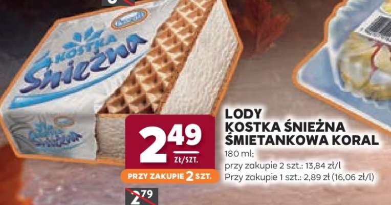 Lody Kostka Śnieżna śmietankowa Koral
