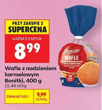 Wafle z nadzieniem karmelowym Bonitki, 400 g